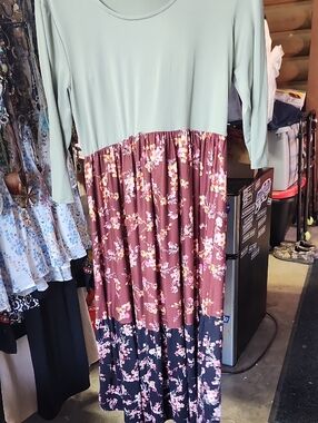 Sage and Mauve Floral Tiered Maxi Dress